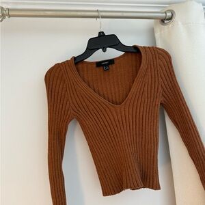 Forever 21 Chestnut Ribbed Knit Top